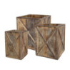 3ks hnědý antik dřevěný box / obal na květináč Grimaud Unit - 37*37*40/ 30*30*39/ 24*24*37 cm