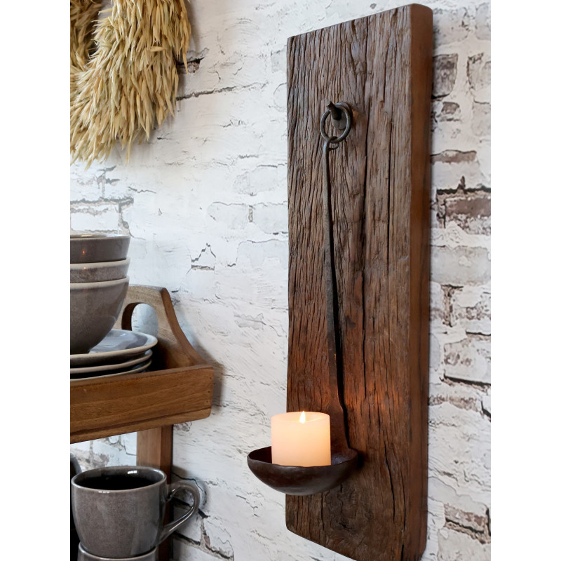 Dřevěný nástěnný svícen Grimaud Unit - 15*2*46 cm