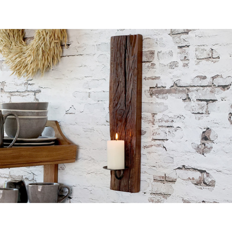 Dřevěný nástěnný svícen Grimaud Unit - 12*10*43 cm