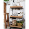 Hnědý kovový retro vozík s dřevěnými podnosy Grimaud Unit - 39*28*72 cm