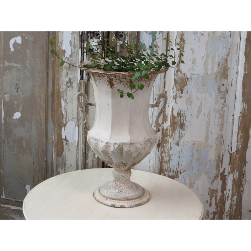 Krémový vintage obal na květináč/ váza ve tvaru číše Frenchie - Ø 34*54cm