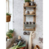 Opálová antik dřevěno-kovová nástěnná polička s háčky Old Shelf - 40*15*90 cm