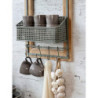 Opálová antik dřevěno-kovová nástěnná polička s háčky Old Shelf - 40*15*90 cm