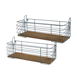 2ks opálová antik kovová nástěnná polička Old Shelf - 55*19*20/ 50*16*20 cm