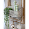 Krémová antik dřevěno-kovová nástěnná polička s háčky Old Shelf - 40*15*90 cm