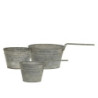Set 3ks plechový antik obal na květináč Patti s rukojetí - Ø 17*10/ Ø 15*9/ Ø 13*9cm