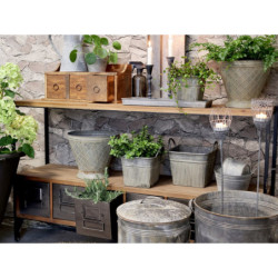 Set 3ks plechový antik obal na květináč Patti s rukojetí - Ø 17*10/ Ø 15*9/ Ø 13*9cm