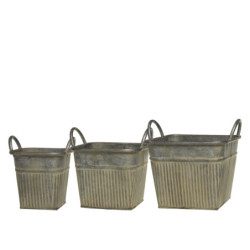 Set 3ks plechový zinkový antik obal na květináč Pintio - 21*21*17 cm