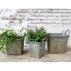 Set 3ks plechový zinkový antik obal na květináč Pintio - 21*21*17 cm