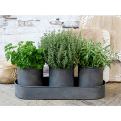 Set 3ks plechový obal na květináč s táckem Palli - Ø 10*12/ 36*12*5,5 cm