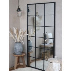 Černé antik kovové nástěnné zrcadlo Industrial - 90*2,5*180 cm