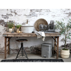 Plechový antik obal na květináč/ lavór na nožičkách Groo - Ø 37*32cm