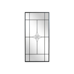 Černé antik kovové nástěnné zrcadlo s květinou Flower - 90*2*180 cm