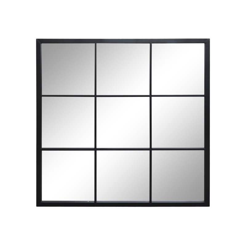 Černé antik kovové nástěnné zrcadlo Industrial - 90*2*90 cm