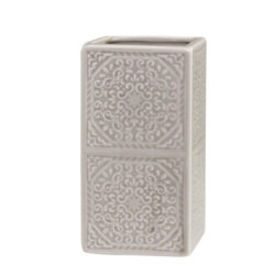 Latté porcelánový držák na kartáčky s ornamenty - 7*7*12 cm