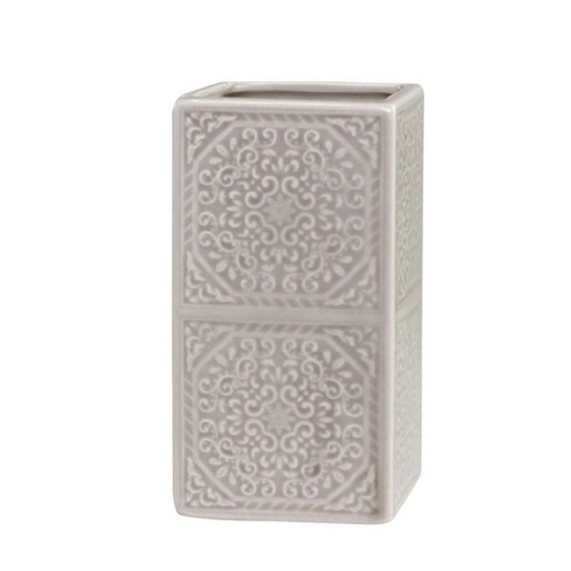 Latté porcelánový držák na kartáčky s ornamenty - 7*7*12 cm
