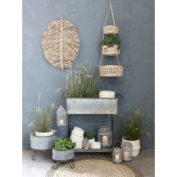 Plechový antik obal na květináč/ lavór na nožičkách Groo - Ø 37*32cm