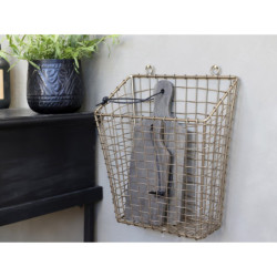 Mosazný antik kovový košík Fil de fer Basket - 28*16*33 cm