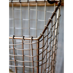 Mosazný antik kovový košík Fil de fer Basket - 28*16*33 cm
