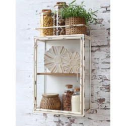 Krémová antik nástěnná kovová skříňka s dvířky Venni - 35*18*56 cm