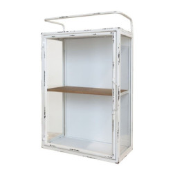 Krémová antik nástěnná kovová skříňka s dvířky Venni - 35*18*56 cm