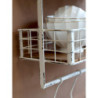 Krémová antik kovová nástěnná polička s háčky Old Shelf - 48*18*77 cm