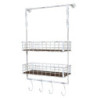 Krémová antik kovová nástěnná polička s háčky Old Shelf - 48*18*77 cm