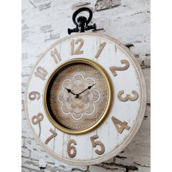 Přírodně - krémové nástěnné hodiny Mandala – 40*7*50 cm / 1*AA