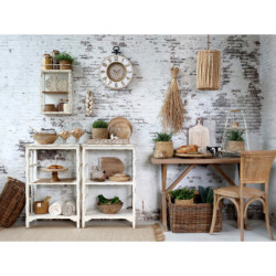 Přírodně - krémové nástěnné hodiny Mandala – 40*7*50 cm / 1*AA