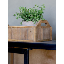 2ks hnědý antik dřevěný box / podnos s uchy Unit - 48*28*18/ 43*23*15 cm