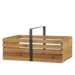 Hnědý antik dřevěný box s rukojetí Apple Crate - 40*25*20 cm