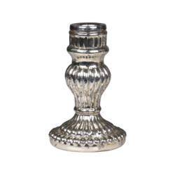 Stříbrný antik skleněný svícen Mercury - Ø 7*11,5 cm
