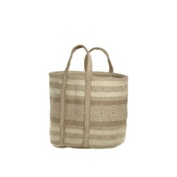 Béžovo-hnědá košíková jutová taška Beach Bag - 40*40*40/ 60 cm