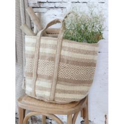 Béžovo-hnědá košíková jutová taška Beach Bag - 40*40*40/ 60 cm