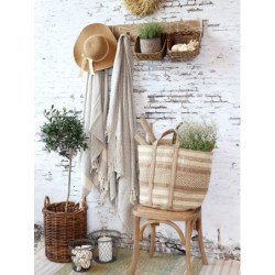 Béžovo-hnědá košíková jutová taška Beach Bag - 40*40*40/ 60 cm