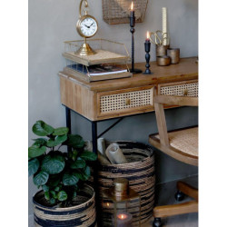 Mosazné antik závěsné stolní hodiny Clock Works  – 11*30 cm / 1*AA