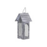 Šedá plechová antik lucerna domeček Candle house - 8*6*16 cm