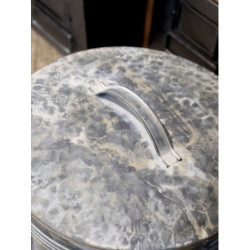2ks kulatý plechový zinkový antik kbelík s víkem Planters - Ø 36*49/ Ø 30*44 cm