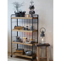 Přírodní dřevěný úložný box se 3mi přihrádkami a zásuvkou Gila - 30*13*13 cm
