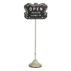 Černo-béžová antik litinová cedule Open/ Closed na noze – 25*15*70 cm