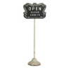 Černo-béžová antik litinová cedule Open/ Closed na noze – 25*15*70 cm