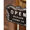 Černo-béžová antik litinová cedule Open/ Closed na noze – 25*15*70 cm