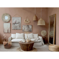 Nástěnná dekorace z palmových listů a korálky na kruhu - 46*4*51 cm
