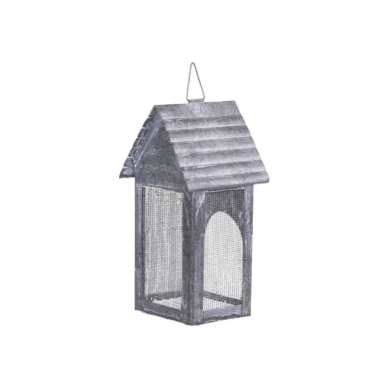 Šedá plechová antik lucerna domeček Candle house - 11*10*23 cm