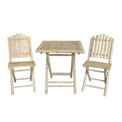 Přírodní bambusový set stolek a 2 židle Bamboo Lyon - 70*70*75 cm
