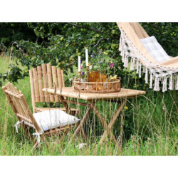 Přírodní bambusový set stolek a 2 židle Bamboo Lyon - 70*70*75 cm