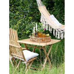 Přírodní bambusový set stolek a 2 židle Bamboo Lyon - 70*70*75 cm