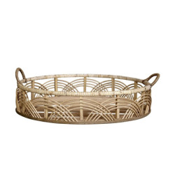 Přírodní bambusový kulatý podnos s uchy French - Ø 45*15 cm