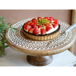 Dřevěný servírovací podnos na noze na dort Tours Tray - Ø 30*14 cm