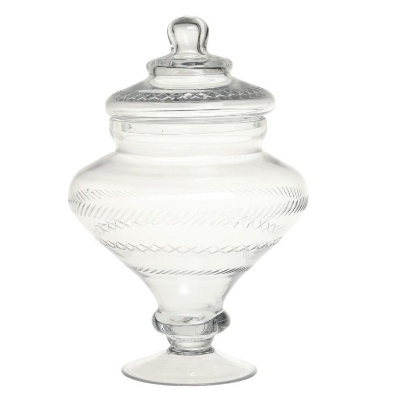 Skleněná nádoba dóza na noze s víkem Trinna - Ø 18*27 cm / 1,5L